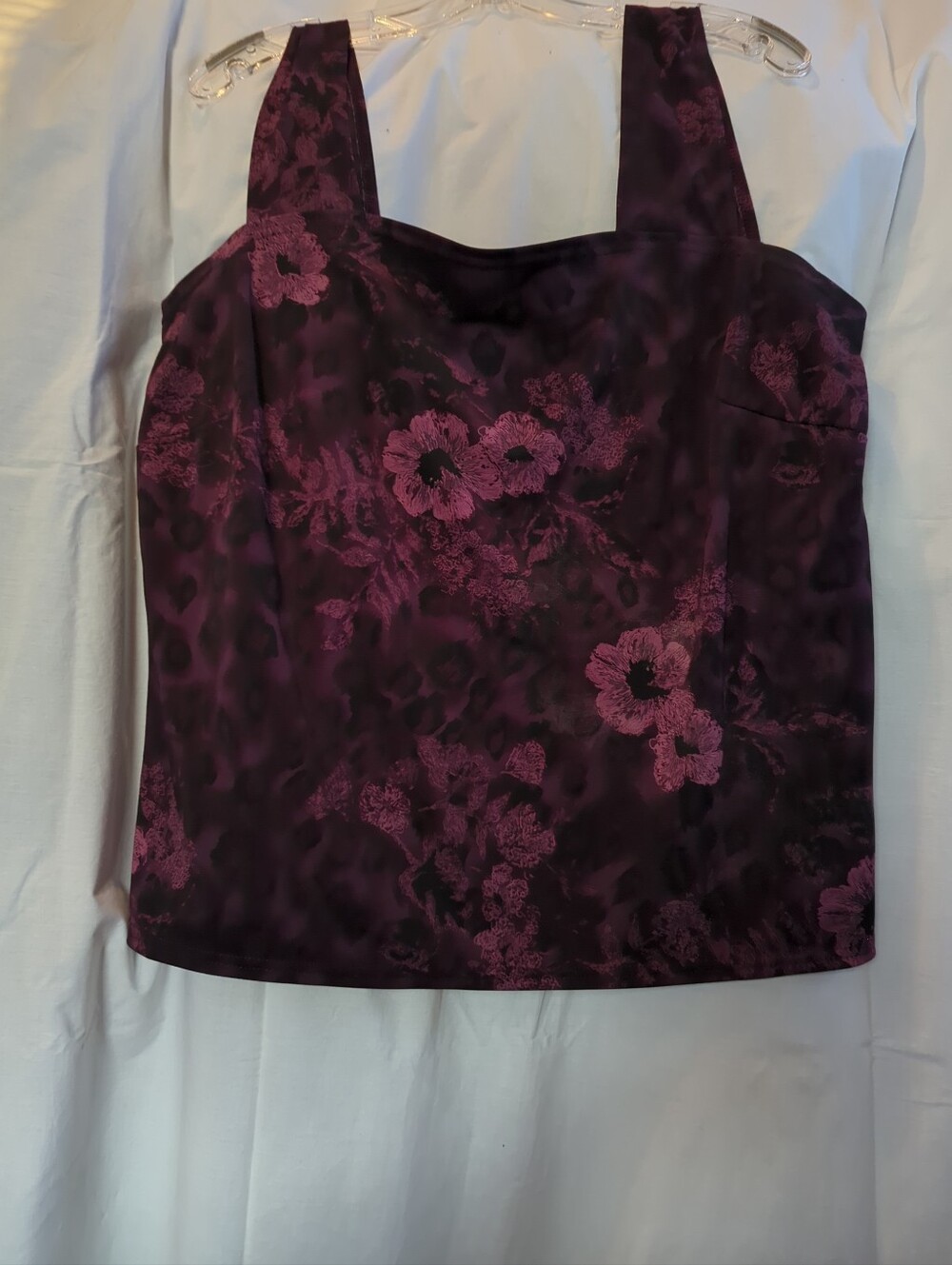 Worthington Floral Print Blouse Women's 1X Square Neck Sleeveless Tank Top WS